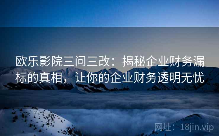 欧乐影院三问三改：揭秘企业财务漏标的真相，让你的企业财务透明无忧