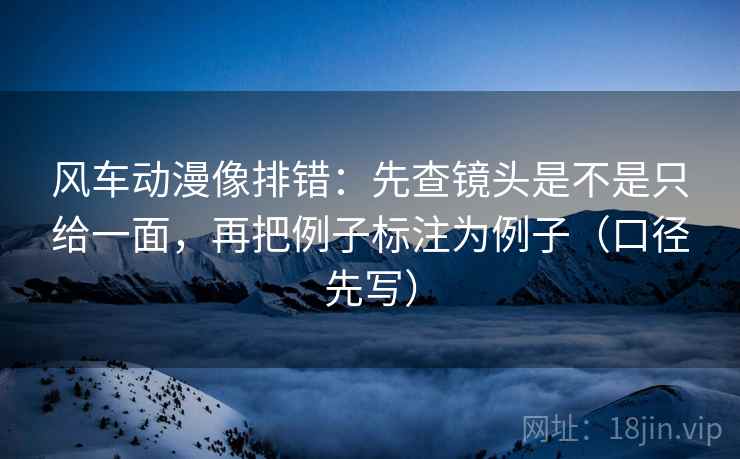 风车动漫像排错：先查镜头是不是只给一面，再把例子标注为例子（口径先写）