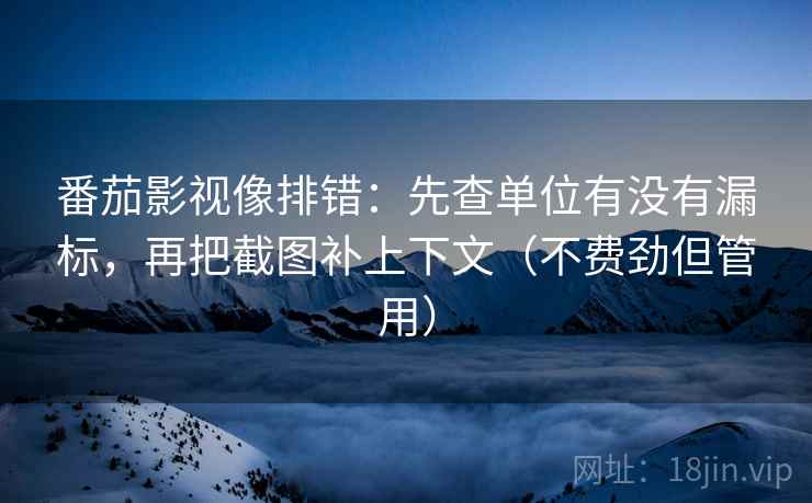 番茄影视像排错：先查单位有没有漏标，再把截图补上下文（不费劲但管用）