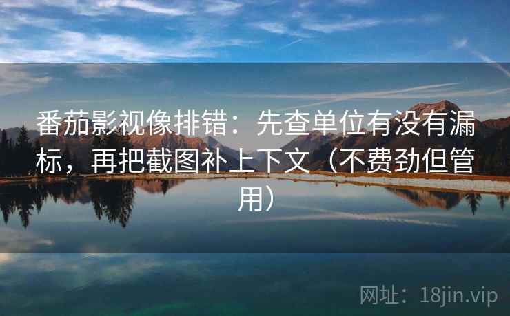 番茄影视像排错：先查单位有没有漏标，再把截图补上下文（不费劲但管用）