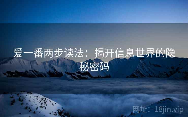 爱一番两步读法：揭开信息世界的隐秘密码