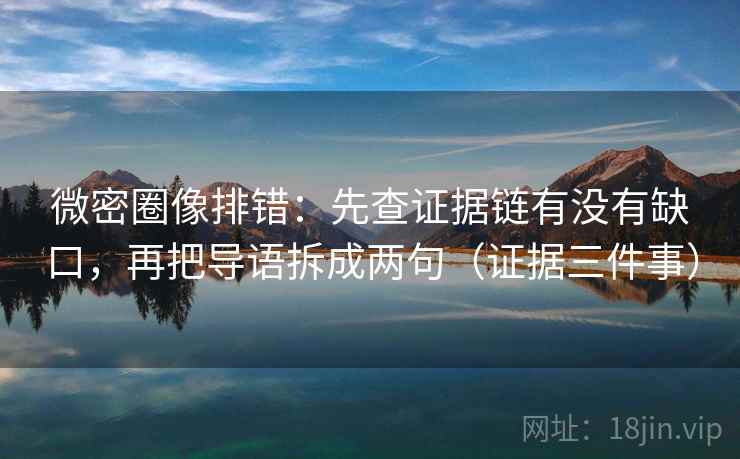微密圈像排错：先查证据链有没有缺口，再把导语拆成两句（证据三件事）
